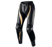 REBELHORN Rebel Pantalones de Moto Mujer | Cuero | Protectores de Rodillas y Caderas | Deslizadores de Rodilla Intercambiables | Paneles Perforados