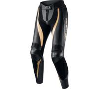 Rebelhorn Rebel Señoras Pantalones de Cuero de Motocicleta, negro/dorado, Talla 40