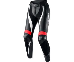 Rebelhorn Rebel Señoras Pantalones de Cuero de Motocicleta, negro/rojo/blanco, Talla 42