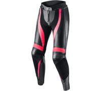 Rebelhorn Rebel Señoras Pantalones de Cuero de Motocicleta, negro/rosa, Talla 32