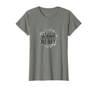 Rebelión refinada Demure Refined: Elegante rebelión Floral Camiseta, Mujer, Verde Militar Jaspeado, S