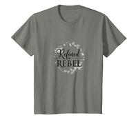 Rebelión refinada Demure Refined: Elegante rebelión Floral Camiseta, Niños, Verde Militar Jaspeado, 8 años