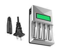 Rebellious Batería LCD inteligente de 4 compartimentos para pilas AA 3A NiMH NiCD con cable USB. Incluye tecnología de carga rápida