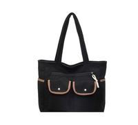 Rebellious Bolsa de compras de pana de moda bolsillo frontal extra grande con cremallera interna bolsillo en el antebrazo bolsas de la compra Compras Compras para Diarios Monedero de pana, Negro