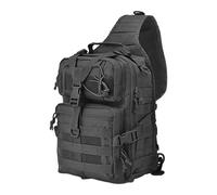 Rebellious Bolso bandolera resistente al desgarro con diseño de ventilación de malla, varios bolsillos para aventuras al aire libre, bolsillo táctico en el pecho, varios compartimentos, Negro