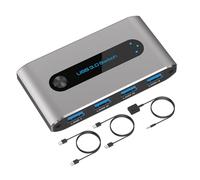Rebellious Conmutador USB 2 en 4 salidas para compartir sin problemas dispositivos entre dos ordenadores, conmutación USB para ratón de teclado