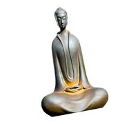 Rebellious Estatua de Budismo meditante de resina, escultura de budismo sentado para decoración pacífica y de oficina, budismo interior