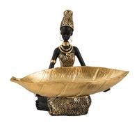 Rebellious Figura étnica de mujer africana escultura bandeja de almacenamiento de resinas decorativas figura de escritorio adorno para decoración del hogar