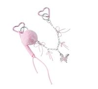 Rebellious Hermoso corazón llavero pompones de peluche carrete clave cadena de bloqueo bolso encanto moda bolsa colgante para mujeres llaveros de coche llaveros adornos bolso colgante, b