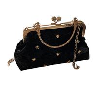 Rebellious Moda Vestir De Noche Crossbody Bolso Con Corazón Delicado Correa De Cadena De Cuero PU Bolso De Hombro Para Mujeres Beso Monedero De Castillo Monedero, Negro