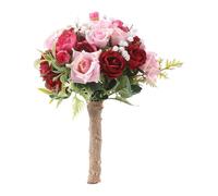 Rebellious Ramo de novia realista de rosas de PU para la fiesta nupcial blanco verde tinte tallos flexibles accesorios de muestra blanco verde rosa de seda arreglo