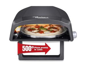 Reber - Horno de pizza con plato giratorio VMP 12 AS, alimentado por gas GLP, 4 kW, 13650 BTU, color negro