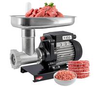 Reber Picadora eléctrica N.8 450 W - Máquina para moler carne y preparar salchichas - Cuerpo de hierro fundido estañado, cuchillo y placa de acero inoxidable - Motor de inducción para uso continuo