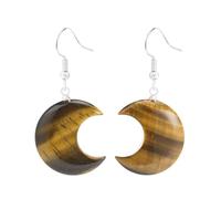 REBNGXIE Earrings for Women Pendientes Colgantes con Forma De Luna y Piedra De Ojo De Tigre Natural, Pendientes Colgantes para Fiesta, Adornos para Pendientes con Gancho para La Oreja, Joyería Para