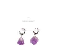 REBNGXIE Earrings for Women Pendientes Colgantes De Forma Irregular con Piedra De Amatista, Pendientes Tipo Botón, Pendientes De Gancho Hipoalergénicos, Pendientes De Joyería Retro para Fiestas D