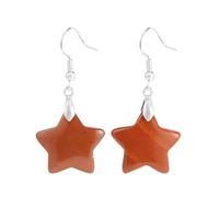 REBNGXIE Earrings for Women Pendientes Colgantes De Piedra De Jaspe Rojo Natural con Forma De Estrella, Pendientes Colgantes para Fiesta, Pendientes con Gancho para La Oreja, Adornos, Joyería para