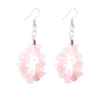 REBNGXIE Earrings for Women Pendientes De Piedra De Cristal Rosa Natural, Pendientes Colgantes De Forma Irregular, Pendientes De Gancho, Pendientes Hipoalergénicos, Pendientes De Joyería Retro Par