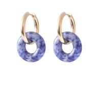 REBNGXIE Earrings for Women Pendientes De Piedra De Vena Azul Natural, Pendientes Colgantes De Forma Redonda, Pendientes De Botón, Pendientes Hipoalergénicos, Pendientes De Joyería Retro para Fie