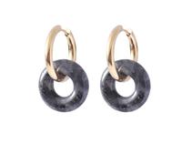 REBNGXIE Earrings for Women Pendientes De Piedra Negra Natural con Forma Redonda, Pendientes Colgantes, Pendientes Tipo Botón, Pendientes Hipoalergénicos, Pendientes De Joyería Retro para Adolesc