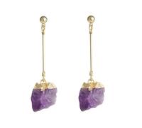 REBNGXIE Earrings for Women Pendientes para Mujer, con Piedra De Amatista Natural, Pendientes con Forma Irregular, Pendientes Colgantes, Pendientes De Fiesta, Adornos, Joyería para Adolescentes, Ni