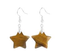 REBNGXIE Pendientes Colgantes Piedra Pendientes Colgantes con Forma De Estrella De Piedra De Ojo De Tigre Natural, Pendientes con Gancho para La Oreja para Fiestas, Adornos para Fiestas De Cumpleañ