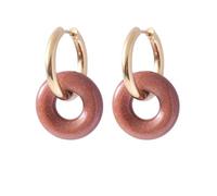 REBNGXIE Pendientes Colgantes Piedra Pendientes De Piedra De Arena De Oro Rojo Natural, Pendientes Colgantes De Forma Redonda, Pendientes De Botón, Pendientes Hipoalergénicos, Pendientes De Joyer