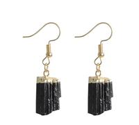 REBNGXIE Pendientes Colgantes Piedra Pendientes De Tuerca con Forma Irregular De Piedra De Turmalina Negra Natural, Pendientes Colgantes con Gancho para La Oreja para Fiestas, Adornos para Fiestas D