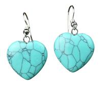 REBNGXIE Pendientes de Mujer Pendientes Colgantes con Forma De Corazón, Pendientes De Piedra Turquesa, Pendientes Colgantes, Pendientes De Gancho Hipoalergénicos, Pendientes De Joyería Retro Para