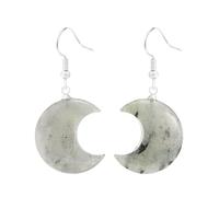 REBNGXIE Pendientes de Mujer Pendientes Colgantes De Piedra Labradorita Natural con Forma De Luna, Pendientes Colgantes para Fiesta, Pendientes con Gancho para La Oreja, Adornos, Joyería para Adole