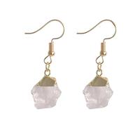 REBNGXIE Pendientes de Mujer Pendientes De Botón con Forma Irregular De Piedra De Cuarzo Blanco Natural, Pendientes Colgantes con Gancho para La Oreja para Fiestas, Adornos para Fiestas De Cumplea