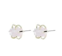 REBNGXIE Pendientes de Mujer Pendientes De Piedra De Cuarzo Rosa Natural, Pendientes Colgantes De Forma Irregular, Pendientes De Botón, Pendientes Hipoalergénicos, Pendientes De Joyería Retro Par