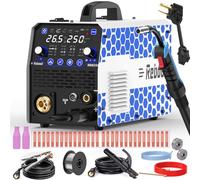 Reboot Soldador MIG de 250 amperios, 120 V/240 V RBM2500 PRO, máquina de soldadura multiproceso 8 en 1 con modos de soldadura de aluminio duales, núcleo de flujo sin gas, MAG/Lift TIG/Stick/Spot/Spool