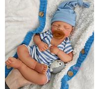 Reborblisso Muñeca bebé de Silicona Hecha a Mano con extremidades articuladas y Boca Abierta - 47 cm. Muñeca bebé Realista de Silicona para niña o niño, Ideal para la educación Familiar (Niña)