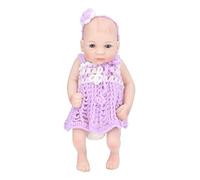 Reborn Baby Doll Lifelike Soft Silicone 10inch Movable Limbs Washable Knitted Skirt Kids Toy for Children Above 3 Years Old (Niño Morado de 10 Pulgadas con los Ojos Abiertos.)