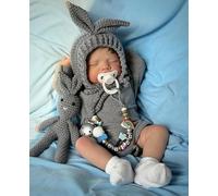 Reborn Baby Muñeca de 50 cm realista para niña, vinilo de silicona suave para recién nacido, con traje de conejo, juguete realista, regalo