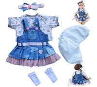Reborn - Juego de 5 piezas de ropa de muñeca para niña recién nacida de 17 a 22 pulgadas, accesorios con falda de mezclilla