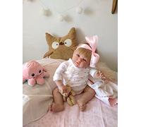 Reborn Valeria,Reborn Vinilo DE Silicona 52CM,2,3KG,RASGOS FACIALES como LOS DE UN Bebe Real,BOLSITAS EN Ojos,Nariz CHATA,Carita Redonda,Manos Y PIES con LA Medida DE UN Recien Nacido.