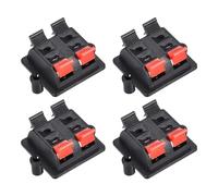 Rebower Conector de Terminal de Altavoz de 2 Filas y 4 Posiciones con Resorte de Liberación Rápida para Altavoz Reproductor de Audio 32mm Rojo Negro 4 Unidades