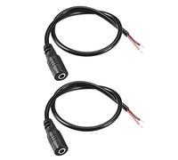 Rebower DC Alimentación Cable DC Alimentación Cable Hembra Conectores DC Coleta Adaptador Barril Conector Enchufe Cable para CCTV DVR LED Tira Luz - 3.5x1.35mm/0.3m/Negro/ 2uds