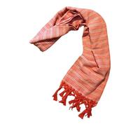 Rebozo artesanal de 5 metros apto para prácticas de doula, hecho a mano en México (Naranja y blanco)