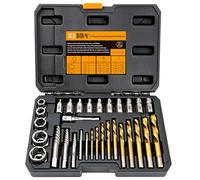 REBRA Juego de 31 extractores de tornillos y pernos y kit de brocas para mano izquierda, extractores multiestrías, herramienta de extracción de tuercas rotas fácil de sacar para pernos pelados,