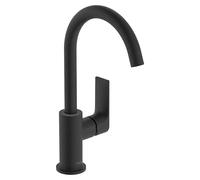hansgrohe Rebris E mezclador monomando de lavabo 210 con caÃ±o giratorio y desag&uumle automÃ¡tico, proyecciÃ³n de 154 mm, 72576, Color: Negro Mate - 72576670