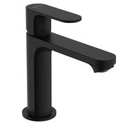 hansgrohe Rebris S mezclador monomando de lavabo 110 CoolStart water-saving+, con juego de desagüe, 133 mm de proyección, 72588670, Color: negro mate