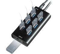 Rebuff Reality Hub USB 3.0, concentrador USB de datos de 7 puertos con un puerto de carga inteligente, extensión USB de 31.5 pulgadas de largo para MacBook, Mac ProMini, iMac, PC y Vive Tracker USB