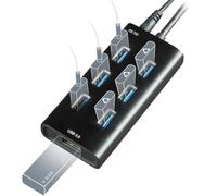 Rebuff Reality Hub USB de 7 puertos - Hub USB 3.0 alimentado para juegos - Conexión estable y sin retrasos para mouse, teclado, auriculares y rastreadores de realidad virtual - Sin costuras y