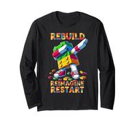 Rebuild Reimagine Restart Funny Brick Master Builder Dabbing Manga Larga
