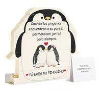 Rebundex Regalos San Valentin Hombre/Mujer Pinguino Placa de Bloques de Construcción, Regalo Aniversario Pareja Novia Novio Esposa Esposo, Hombre Cumpleaños Navidad