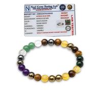 Rebuy Money Magnet Bracelet Pyrite, Green Aventurine, Citrine, Hematite, Clear Quartz, Green Tiger Eye, Amethyst Crystal Healing Natural Gemstone Bracelet For Men & Women, Bead Size 8 Mm, Multi Color