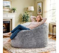 Recaceik Puf gigante, puf ovalado con espuma viscoelástica, sofá perezoso de felpa con relleno, puf grande para adolescentes, adultos, muebles de sala de estar, sofá mullido