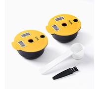 RECAFIMIL 2 cápsulas reutilizables de 180 ml/60 ml, cápsulas de café recargables con tapa de silicona amarilla compatibles con la máquina Tassimo
